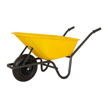Mm producten kruiwagen 85l kunststof bak geel gel onderstel ged
