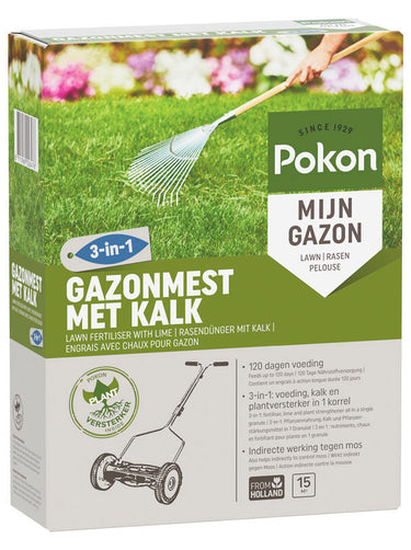 Pokon producten gazonmest met kalk 3 in 1 voor 15m2 1kg