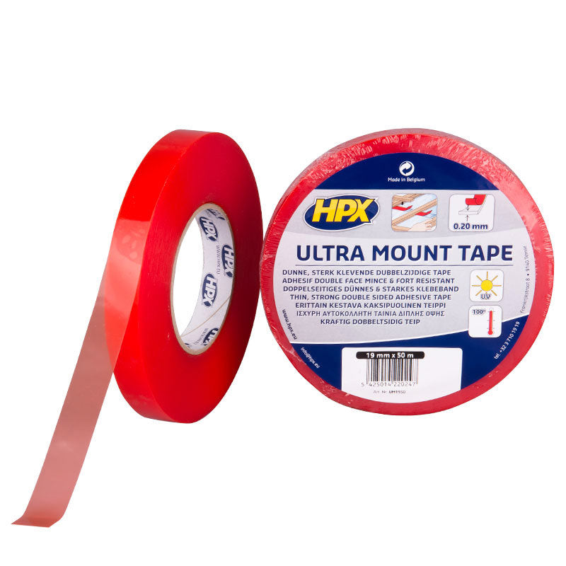 Afbeelding laden in galerijviewer, Hpx producten dubbelzijdig tape ultra mount transparant 19mm x 50m
