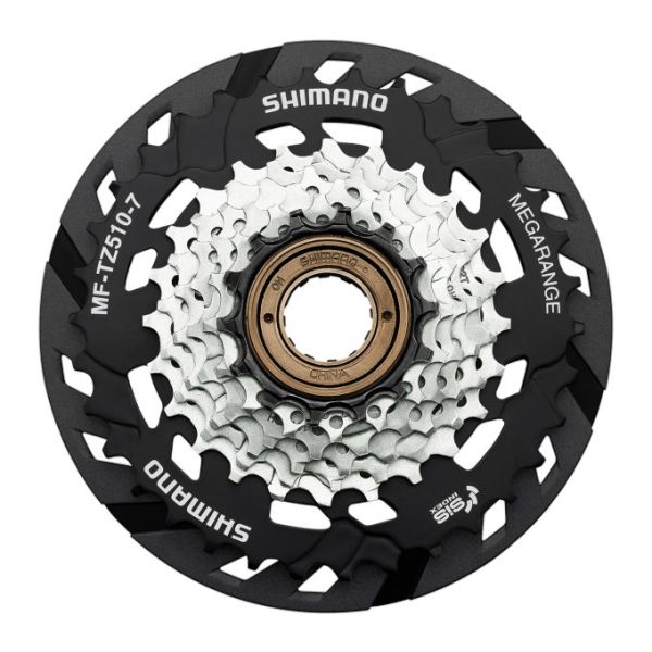 Load image into Gallery viewer, Shimano tourney mf-tz510-7 schroefkrans 7-speed 14-34t megarange – zwart zilver
