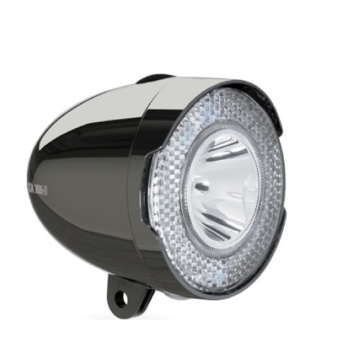 Load image into Gallery viewer, Axa led voorlicht koplamp 706 batterij 15 lux dark chrome blister

