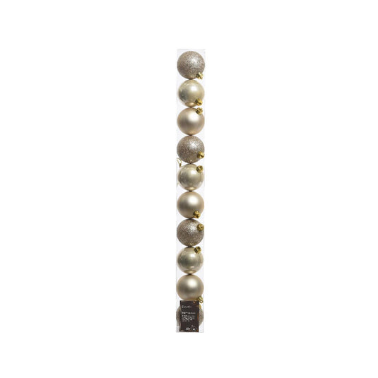 Decoris kerstballen parel van kunststof dia 6 cm 10-delig