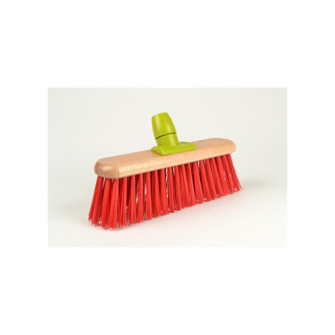 Linea straatbezem gelakt 30cm hout pvc - rood