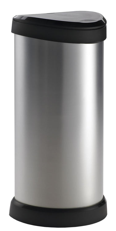 Curver decobin touch bin 40 liter zilver zwart 28x35xh68cm