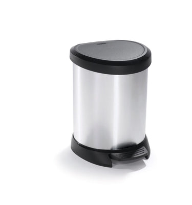Curver decobin rond pedaalemmer 5 liter zilver zwart 25x21xh28