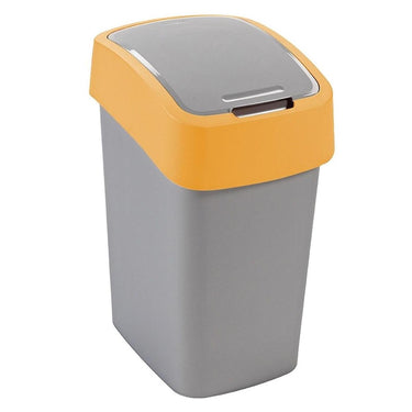 Curver pacific flip bin afvalbak 45l zilver geel kunststof