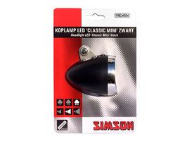 Load image into Gallery viewer, Simson voorvorkkoplamp Classic Mini zwart incl. bat. op kaart
