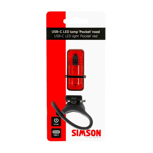 Simson usb-c led lamp 'pocket' rood