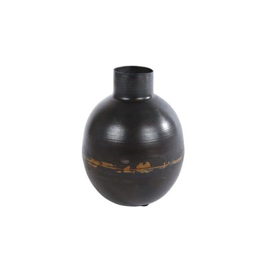 Cosydecor vaas hidde antiek bruin metaal 12x12x13cm