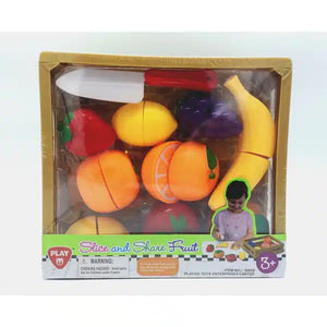 Play speelgoed snijfruit in kratje - 11-delig - kleurrijk kinderspeelgoed.