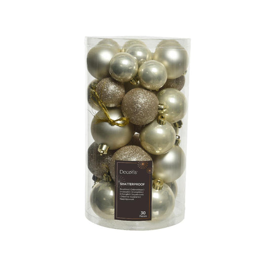 Decoris kerstballen mix kunststof parel 30-delig