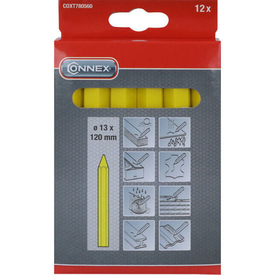 Load image into Gallery viewer, Connex krijt markeerkrijt vettig geel 12 stuks
