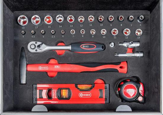 Load image into Gallery viewer, Connex gereedschapskoffer 100 delig alukoffer
