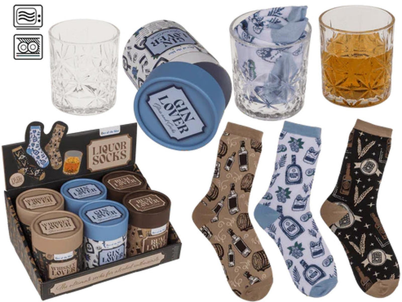 Load image into Gallery viewer, Out of the blue giftset drinkglas 280ml met sokken
