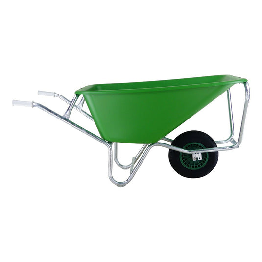Fort producten kruiwagen f s 165l groen hdpe bak verzinkt onderstel