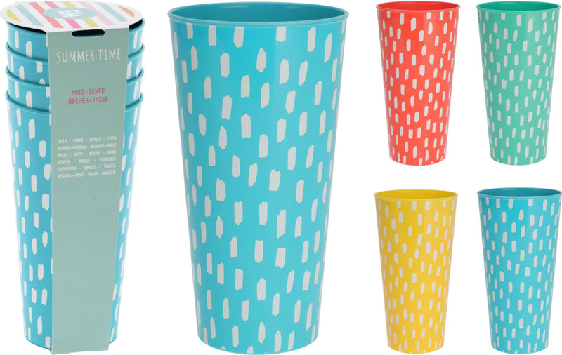 Afbeelding laden in galerijviewer, Excellent houseware bekerset 4-delig 400ml kunststof met print
