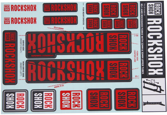 Rockshox decor set decal set red