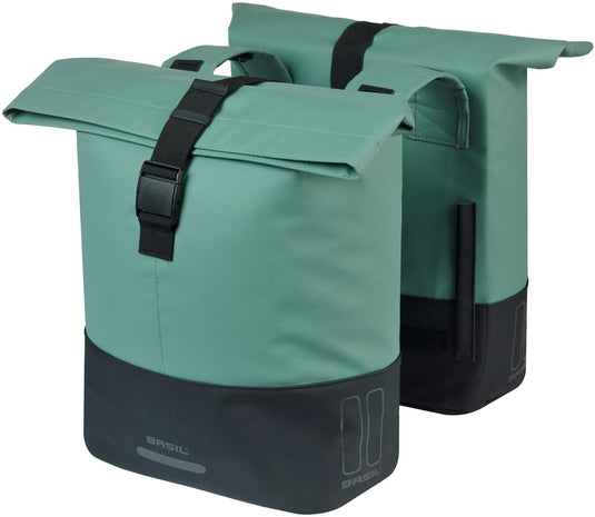 Basil dubbele tas cove 28-32l zilvergroen zwart