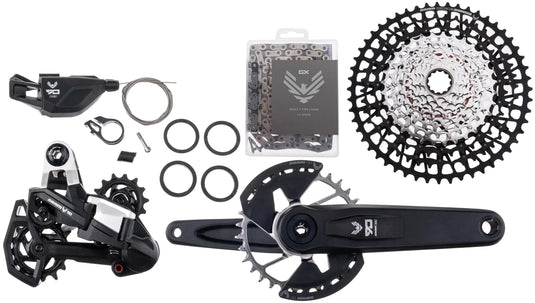 Sram groepset eagle 90 dub t-type inclusief: achterderailleur shifter crankset 165mm wide gx ketting cassette 10-52