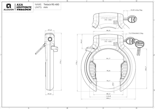 Trelock ringslot rs 480 xl frame locks rs 480, 75 mm, az