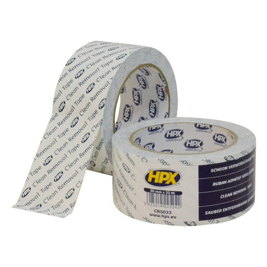 Hpx stucloper bouwtape schoon verwijderbaar wit 50cmx33m
