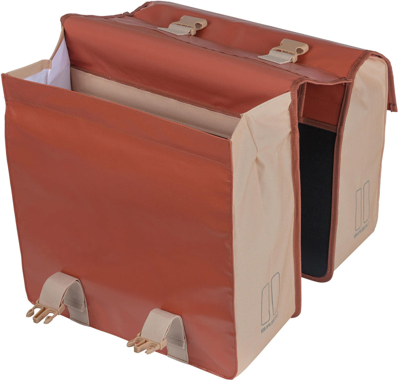 Afbeelding laden in galerijviewer, Basil Urban Load dubbele fietstas, rood, waterdicht, 48-53L
