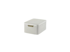 Curver style mand m met deksel rotanstyle ivoor (lxbxh 38x28x19cm)