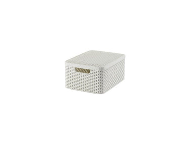 Curver style mand m met deksel rotanstyle ivoor (lxbxh 38x28x19cm)