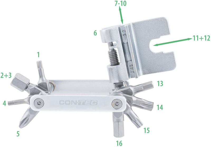Afbeelding laden in galerijviewer, Contec multifunctioneel gereedschap tfr - striker 16 ct multitool tfr-striker 16 functions silver
