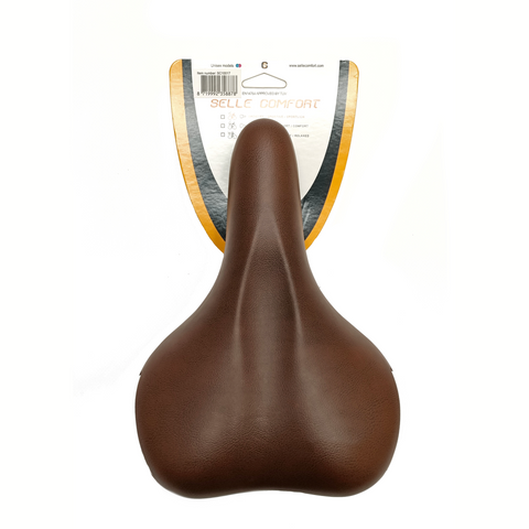 Selle Comfort saddle Ride. Brown with white bumpers, without strap (hang packaging)