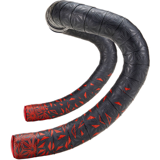Supacaz - super sticky kush star fade stuurlint zwart rood inclusief aluminium rode stuurplug