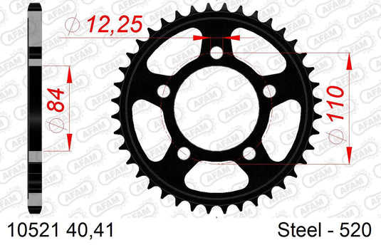 Afam chain wheel 520 41z steel black