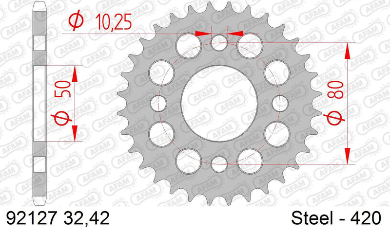 Afam chain wheel 420 32z steel silver