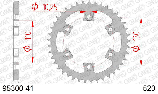Afam chain wheel 520 41z steel silver