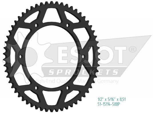 Esjot chain wheel 428 63z alu black