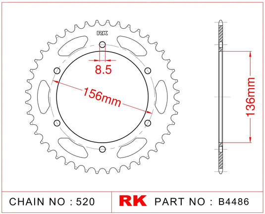Rk chain wheel 520 46z steel silver