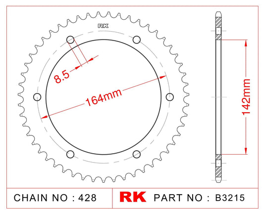 Rk chain wheel 428 52z steel silver
