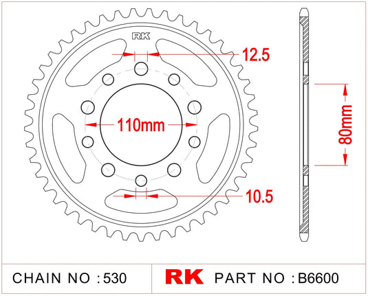 Rk chain wheel 530 42z steel silver