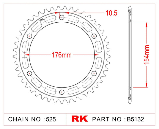 Rk chain wheel 525 44z steel black