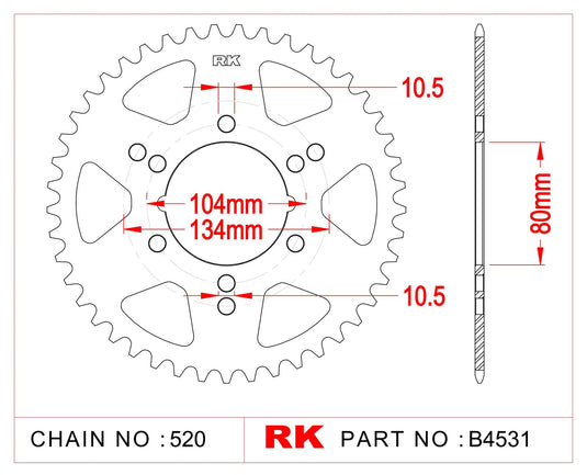 Rk chain wheel 520 42z steel silver