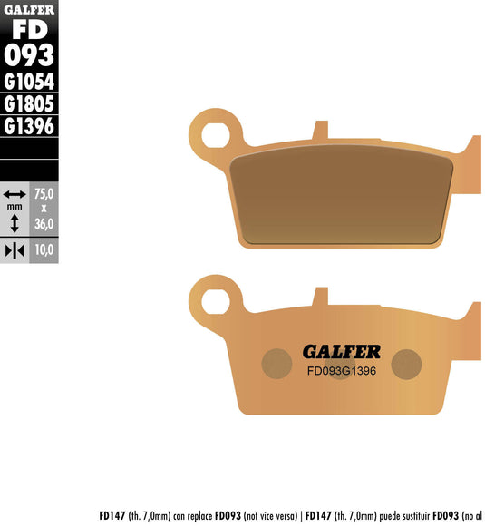 Galfer remblokken fd093 brake pad fd093 g1396 sintered metal
