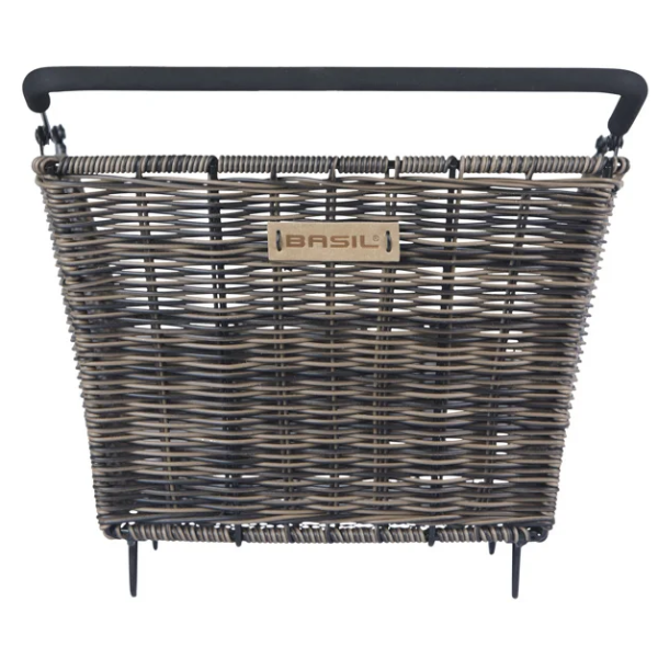 Load image into Gallery viewer, Basil fietsmand cento rattan look multi system 41 x 25 x 12 cm - bruin
