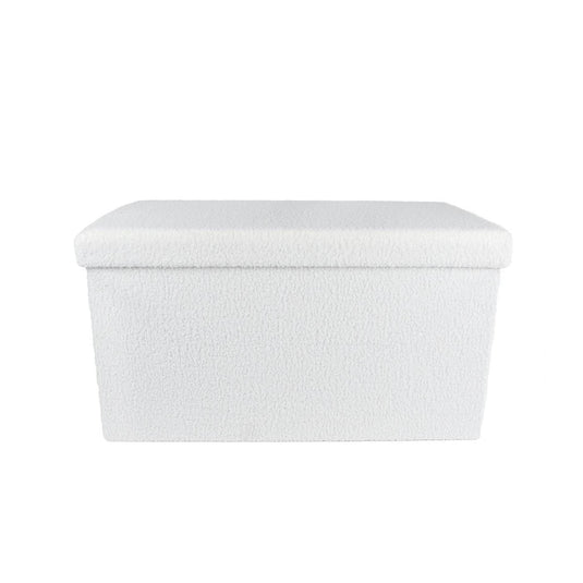 Opbergbank rinske inklapbaar creme hout bouclé 70x38x38cm
