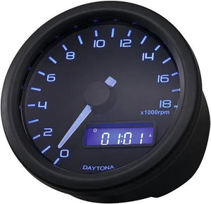 Daytona toerenteller velona 60 dark speed meter velona dark, blue led 18,000 rpm