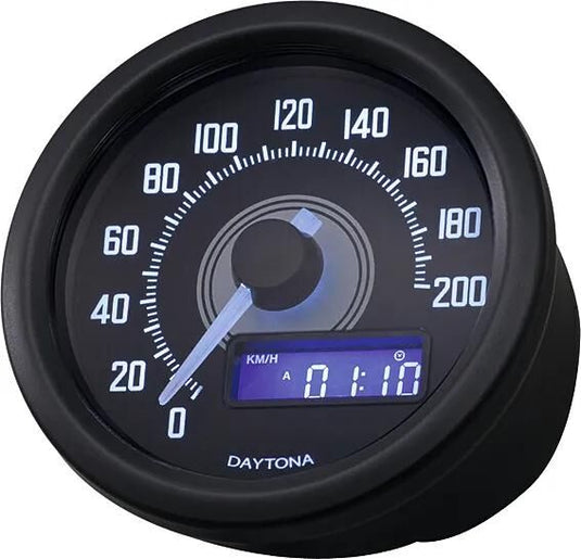 Daytona tachometer velona 60 dark speedometer velona dark,s led-white 200km h
