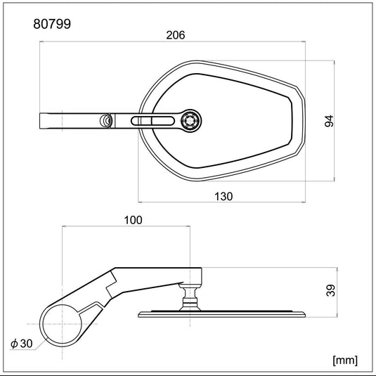 Daytona spiegel stuureinde d-mirror-15 mirrors barend flat ov al short sw e-mark