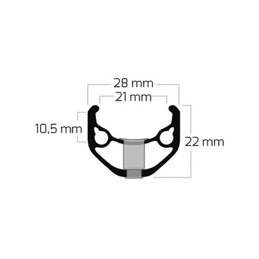 Ryde velg zac 421 28 29 622*21c aluminium - 36 gaats 14g - zwart geslepen