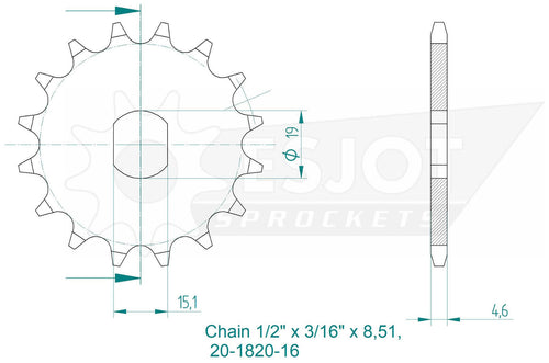 Esjot aandrijfrondsel 1820 sprocket 461 17z standard
