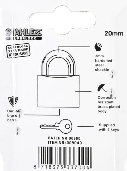 Load image into Gallery viewer, Producten hangslot superlock 20mm plus3sleutels
