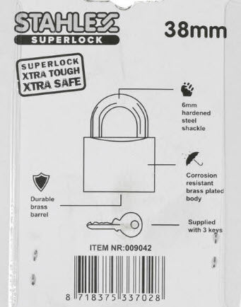 Afbeelding laden in galerijviewer, Producten hangslot superlock 38mm plus3sleutels
